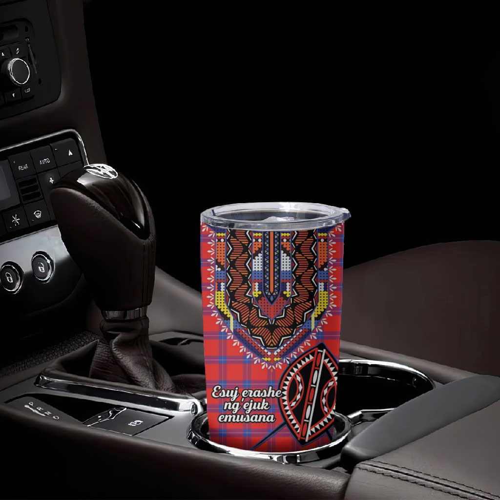 Afro Kenya Maasai Shuka Personalized Tumbler Cup Maasai Shield Mix Dashiki LT15