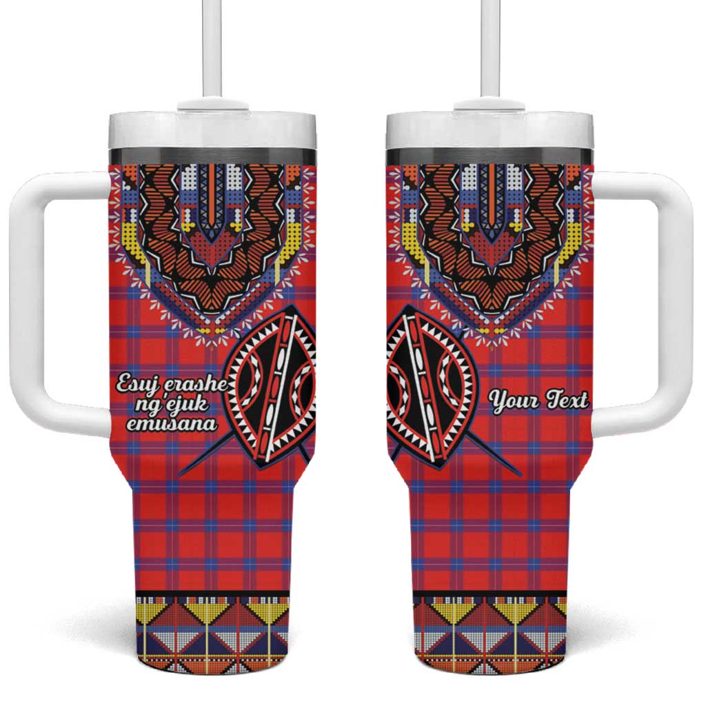 Afro Kenya Maasai Shuka Personalized Tumbler With Handle Maasai Shield Mix Dashiki LT15