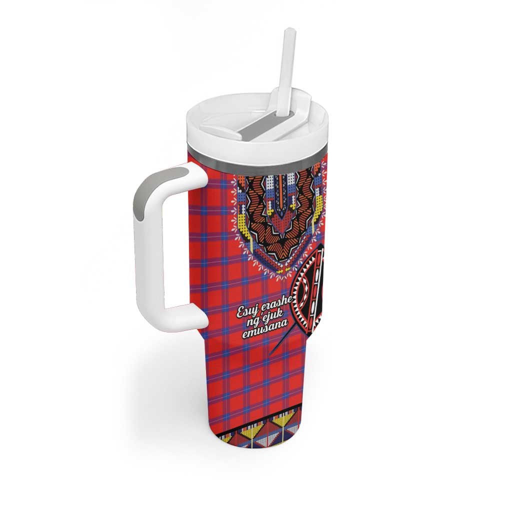 Afro Kenya Maasai Shuka Personalized Tumbler With Handle Maasai Shield Mix Dashiki LT15