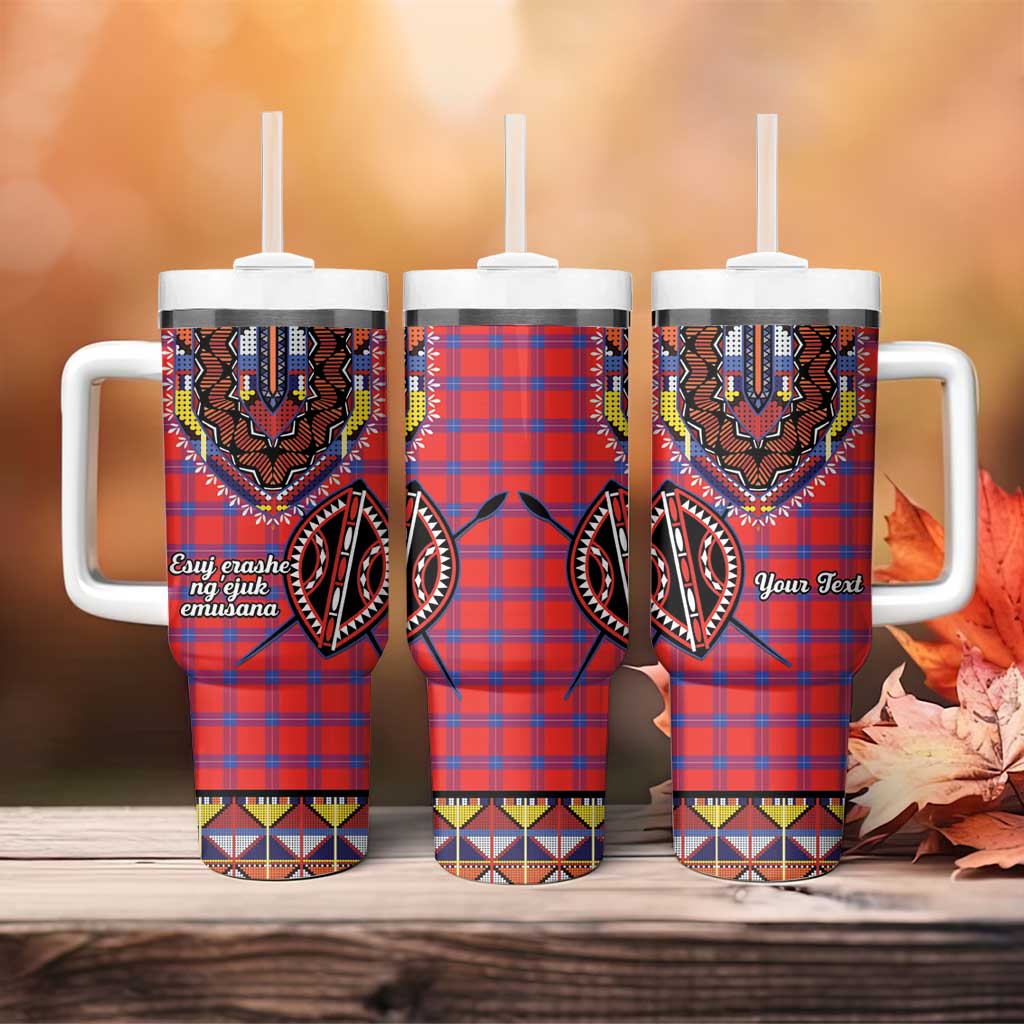 Afro Kenya Maasai Shuka Personalized Tumbler With Handle Maasai Shield Mix Dashiki LT15