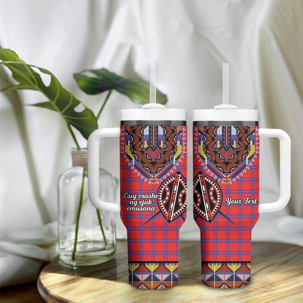 Afro Kenya Maasai Shuka Personalized Tumbler With Handle Maasai Shield Mix Dashiki LT15