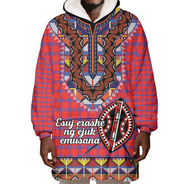 Afro Kenya Maasai Shuka Personalized Wearable Blanket Hoodie Maasai Shield Mix Dashiki LT15