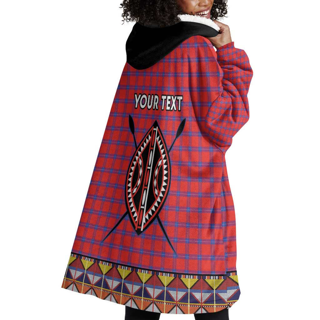 Afro Kenya Maasai Shuka Personalized Wearable Blanket Hoodie Maasai Shield Mix Dashiki LT15
