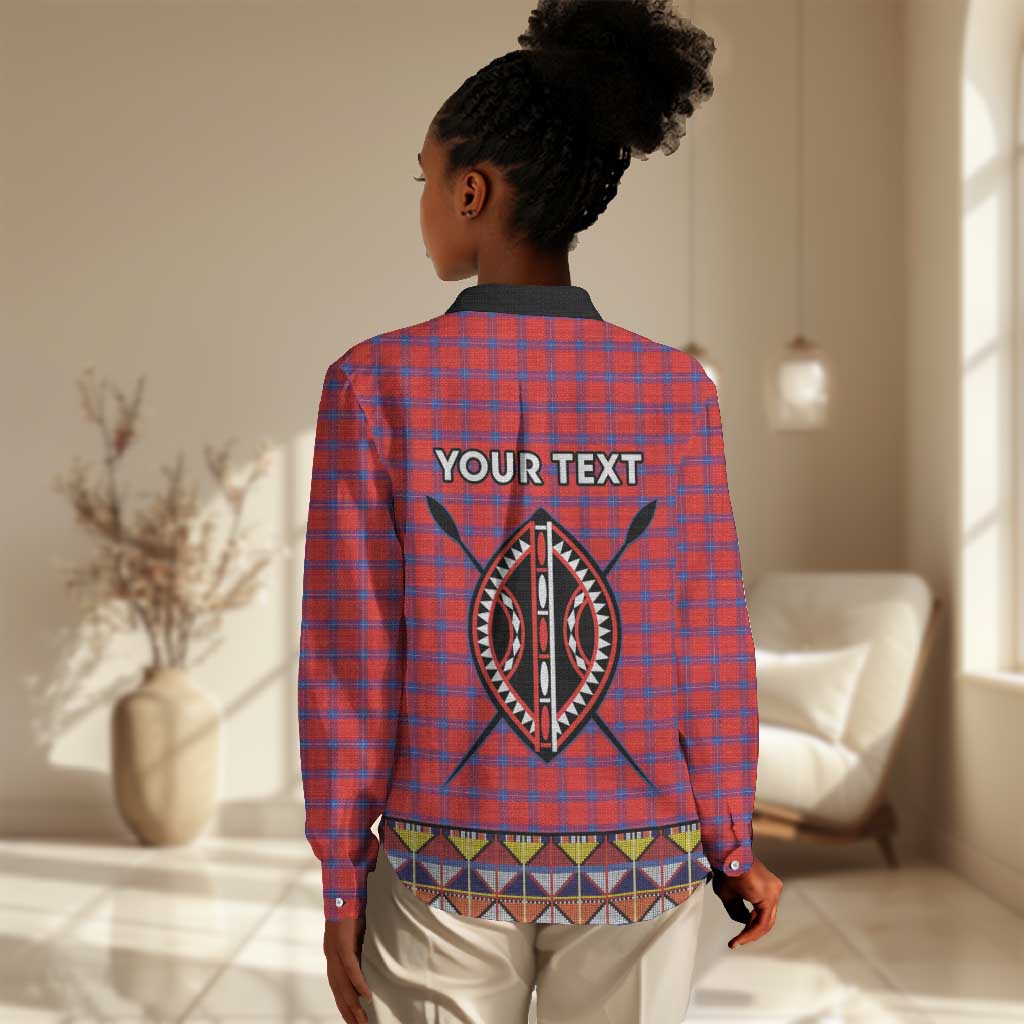 Afro Kenya Maasai Shuka Personalized Women Casual Shirt Maasai Shield Mix Dashiki LT15