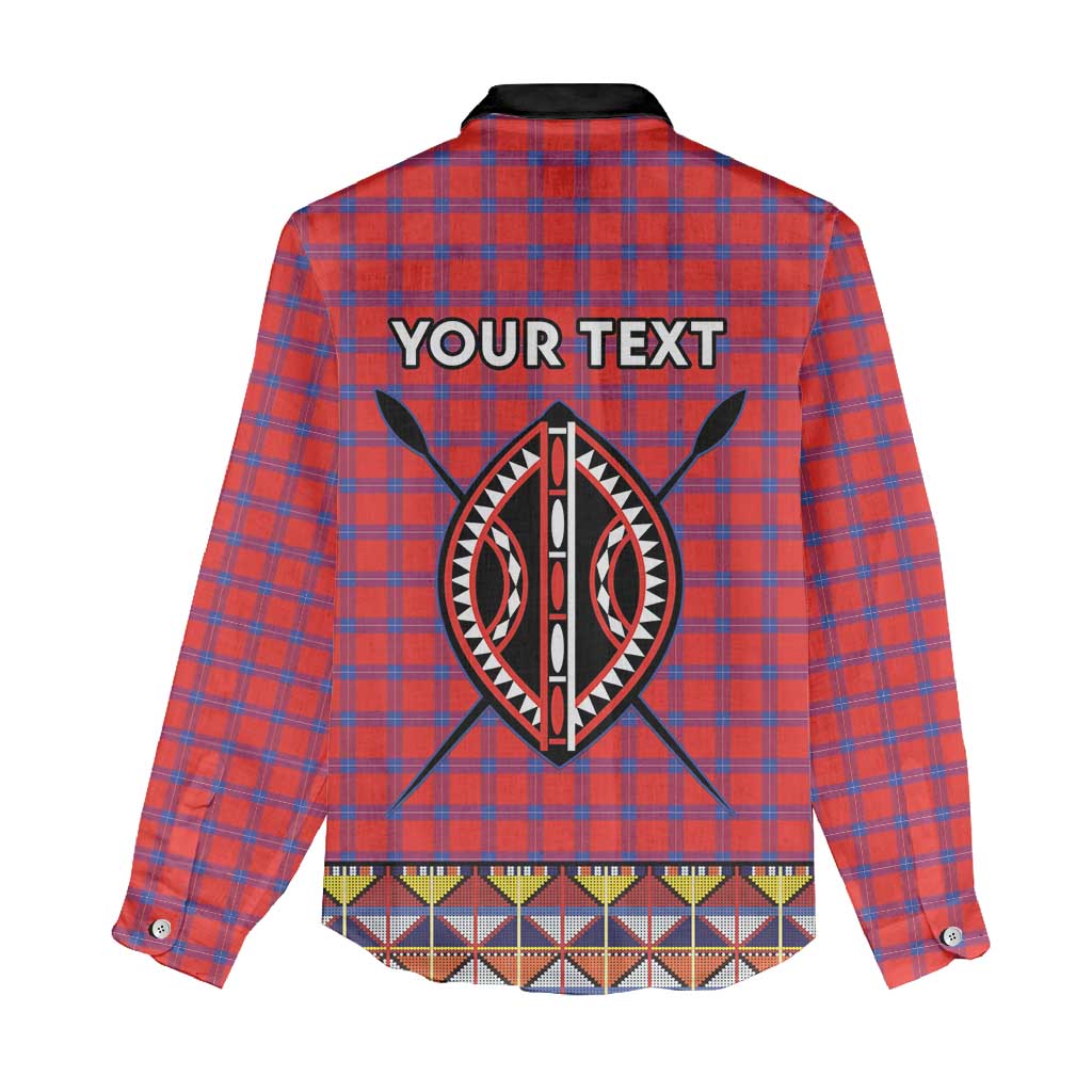 Afro Kenya Maasai Shuka Personalized Women Casual Shirt Maasai Shield Mix Dashiki LT15