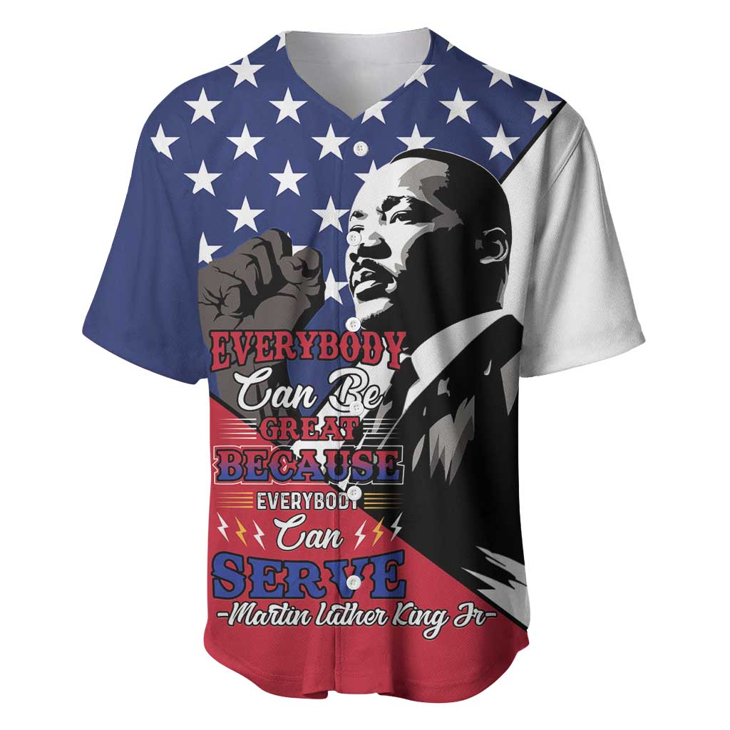 Black Americans Happy MLK Day Baseball Jersey Everybody Can Be Great Because Everybody Can Serve LT15