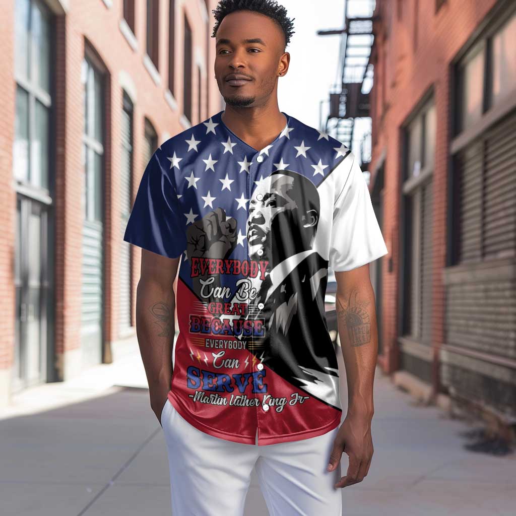 Black Americans Happy MLK Day Baseball Jersey Everybody Can Be Great Because Everybody Can Serve LT15