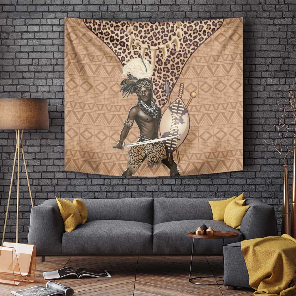 South Africa Zulu People Tapestry Zulu Warrior - African Pattern LT15