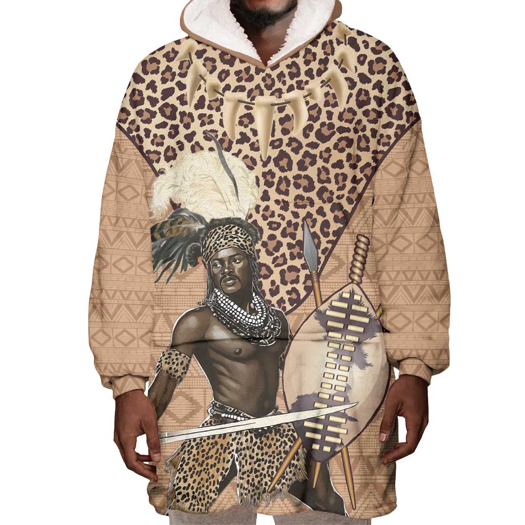 South Africa Zulu People Wearable Blanket Hoodie Zulu Warrior - African Pattern LT15