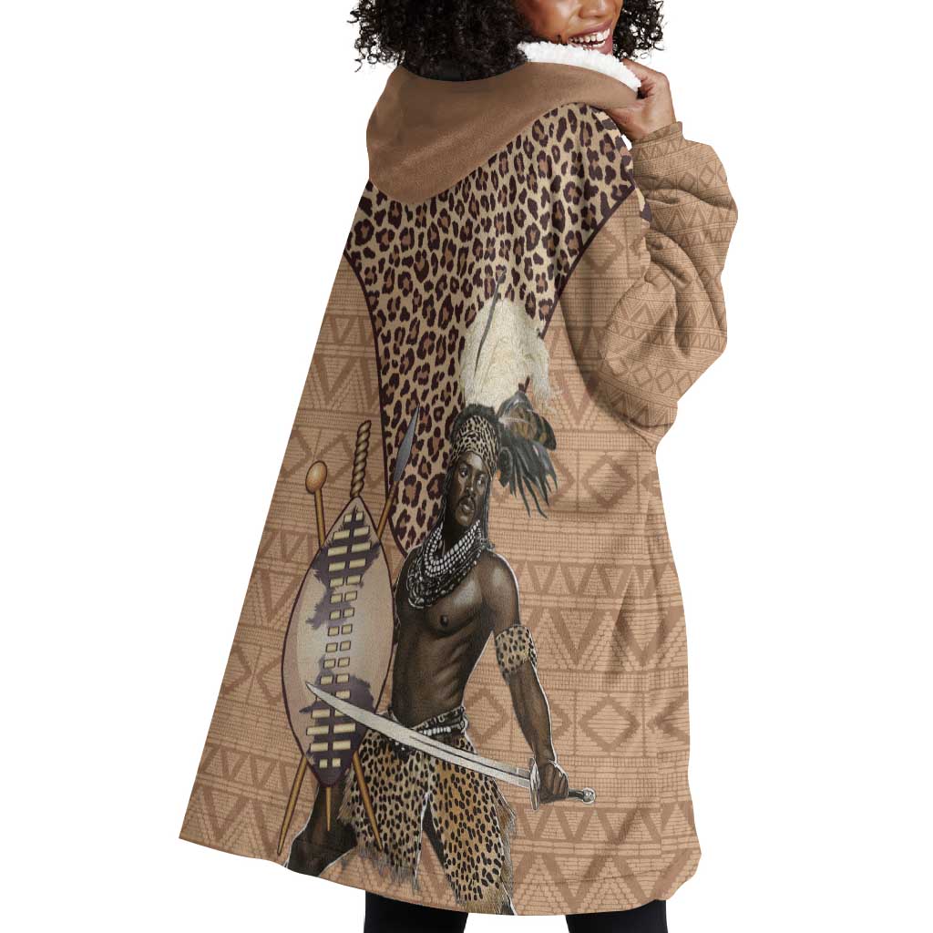 South Africa Zulu People Wearable Blanket Hoodie Zulu Warrior - African Pattern LT15