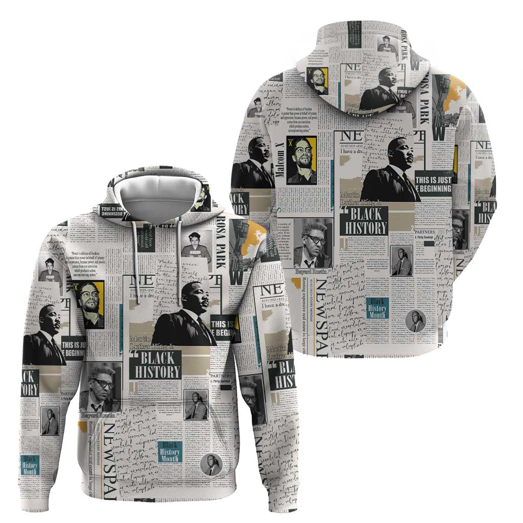 Civil Rights Leaders Hoodie Newspaper Print Style LT15