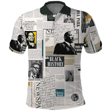 Civil Rights Leaders Polo Shirt Newspaper Print Style LT15