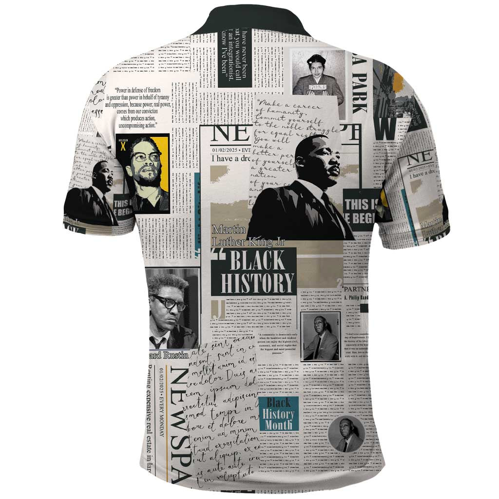 Civil Rights Leaders Polo Shirt Newspaper Print Style LT15
