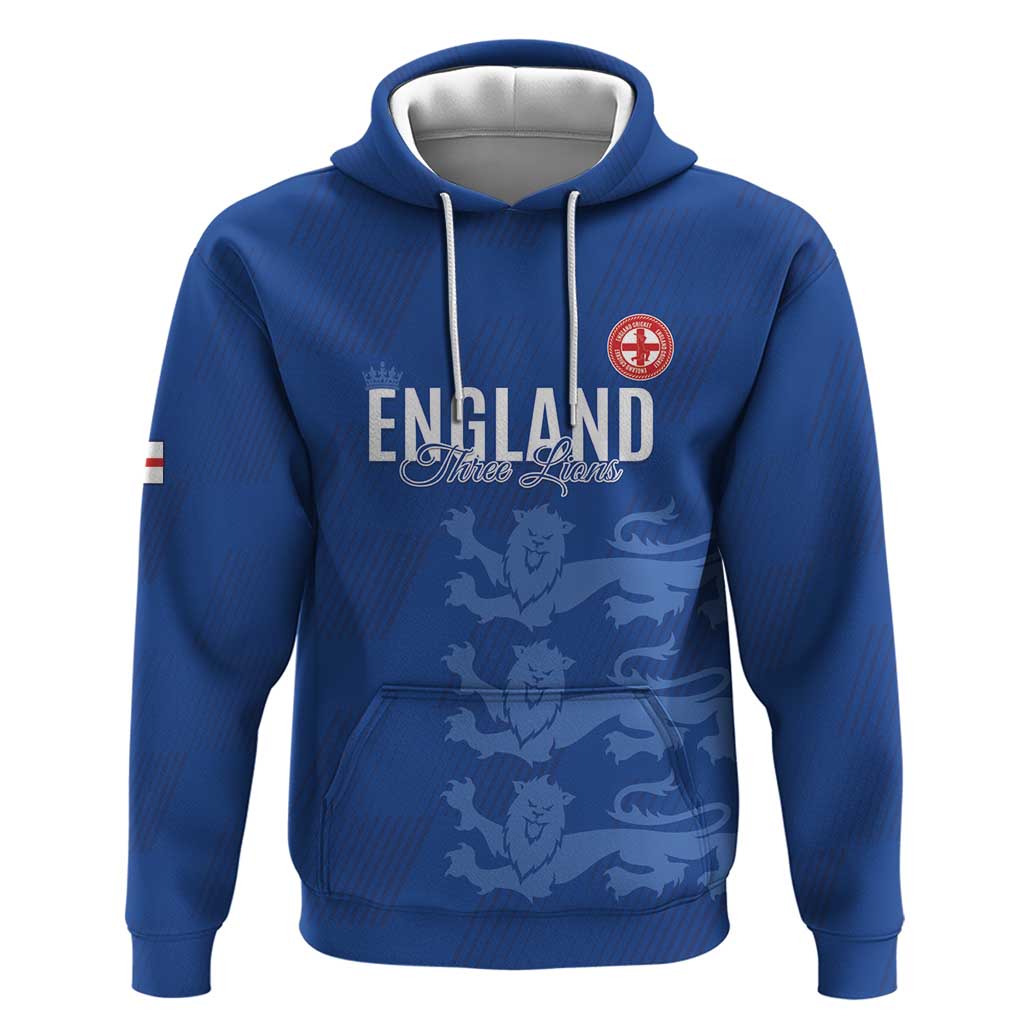 Custom England Cricket Hoodie Go Three Lions - Blue Ver LT15