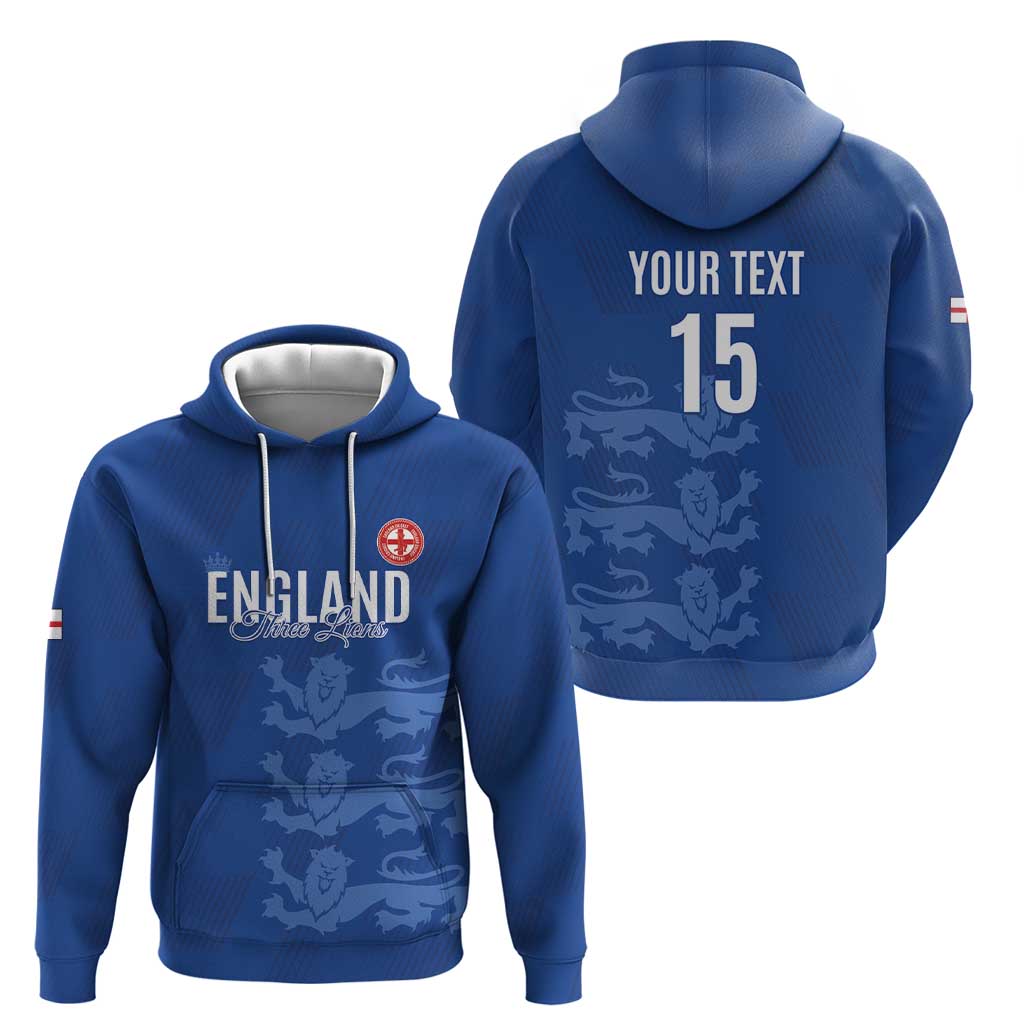 Custom England Cricket Hoodie Go Three Lions - Blue Ver LT15