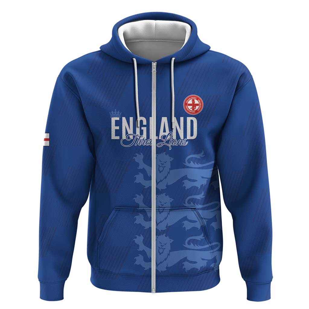 Custom England Cricket Hoodie Go Three Lions - Blue Ver LT15
