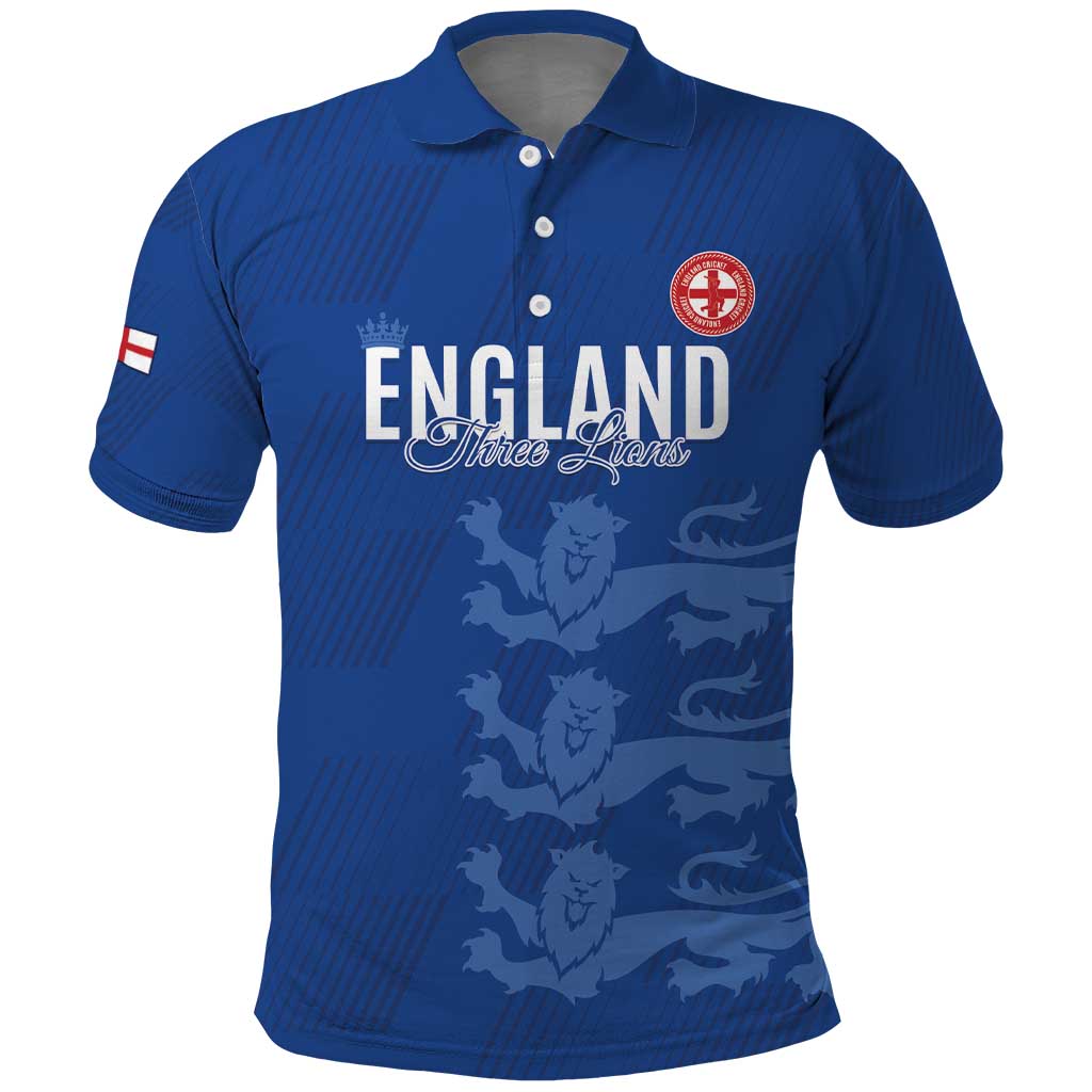 Custom England Cricket Polo Shirt Go Three Lions - Blue Ver LT15