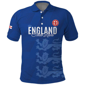 Custom England Cricket Polo Shirt Go Three Lions - Blue Ver LT15