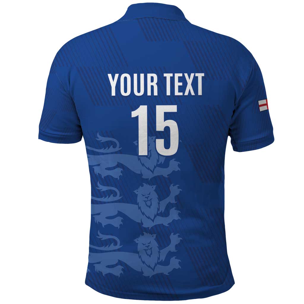 Custom England Cricket Polo Shirt Go Three Lions - Blue Ver LT15