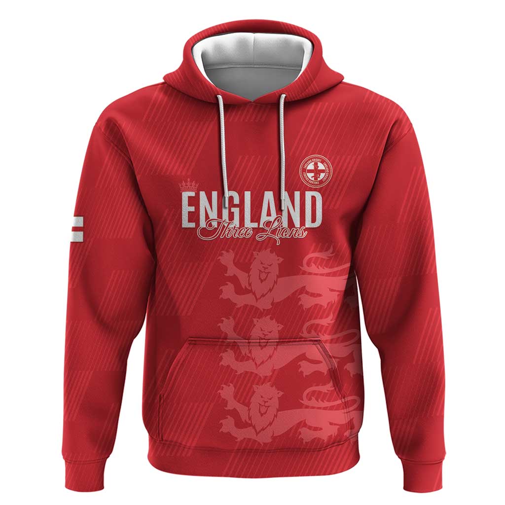 Custom England Cricket Hoodie Go Three Lions - Red Ver LT15