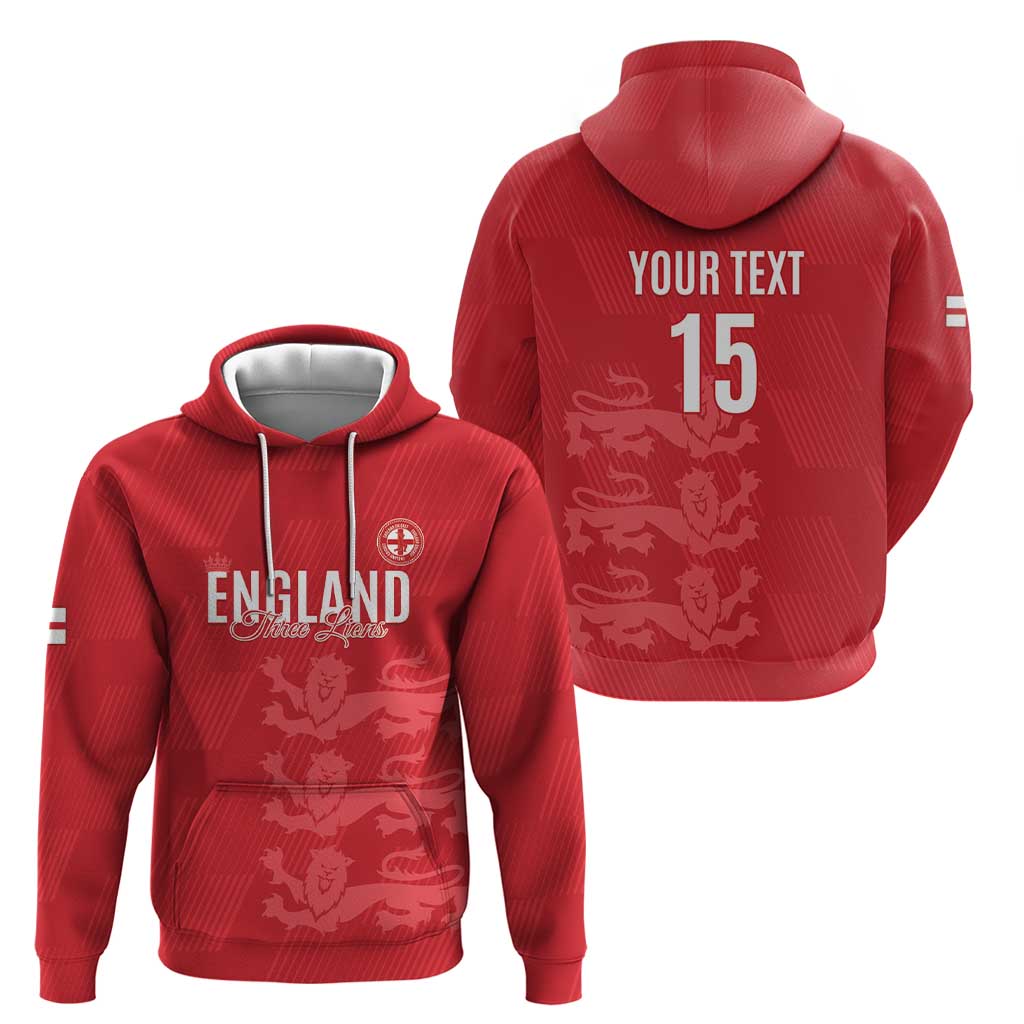 Custom England Cricket Hoodie Go Three Lions - Red Ver LT15