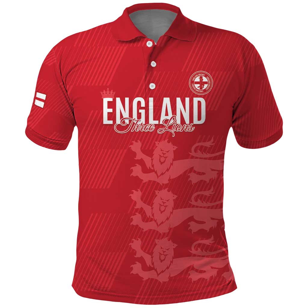 Custom England Cricket Polo Shirt Go Three Lions - Red Ver LT15