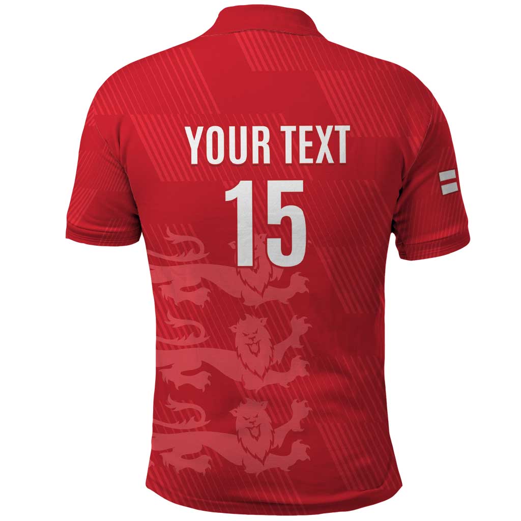 Custom England Cricket Polo Shirt Go Three Lions - Red Ver LT15