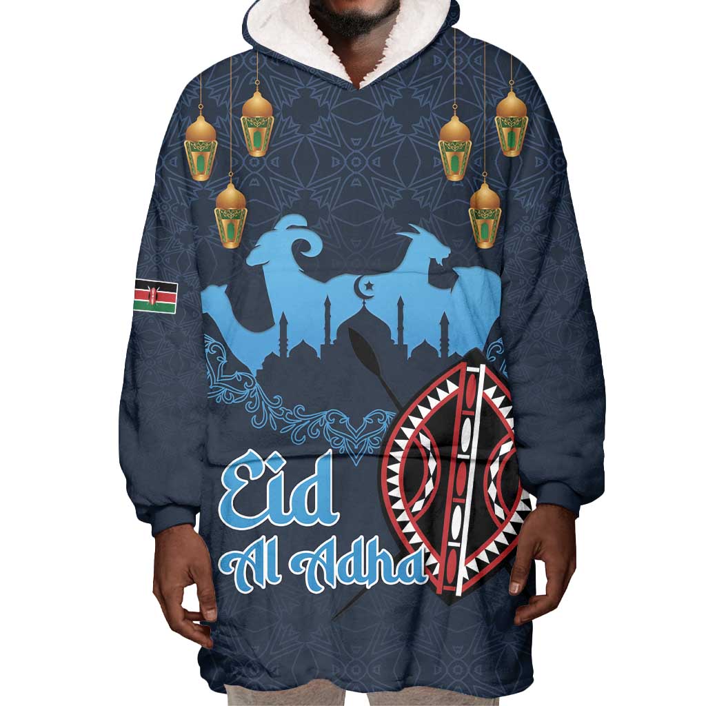 Happy Eid Al-Adha Wearable Blanket Hoodie Kenya Mubarak LT15