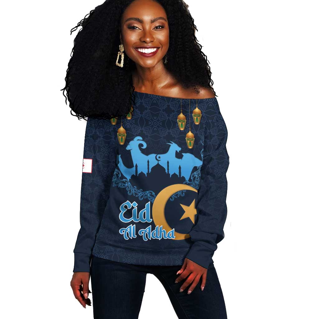 Happy Eid Al-Adha Off Shoulder Sweater Algeria Mubarak LT15