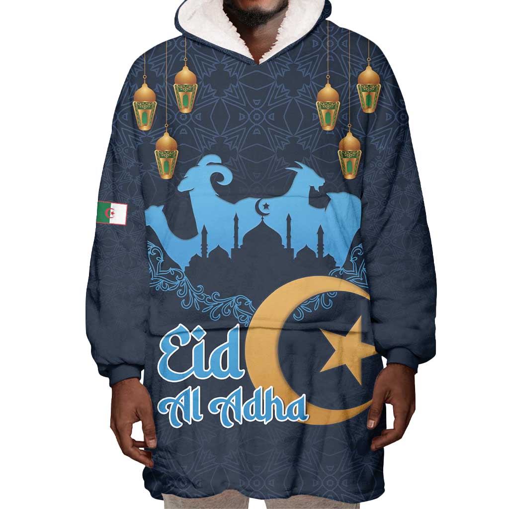 Happy Eid Al-Adha Wearable Blanket Hoodie Algeria Mubarak LT15