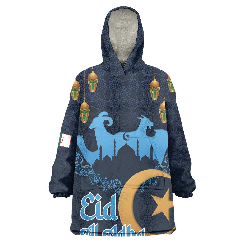 Happy Eid Al-Adha Wearable Blanket Hoodie Algeria Mubarak LT15