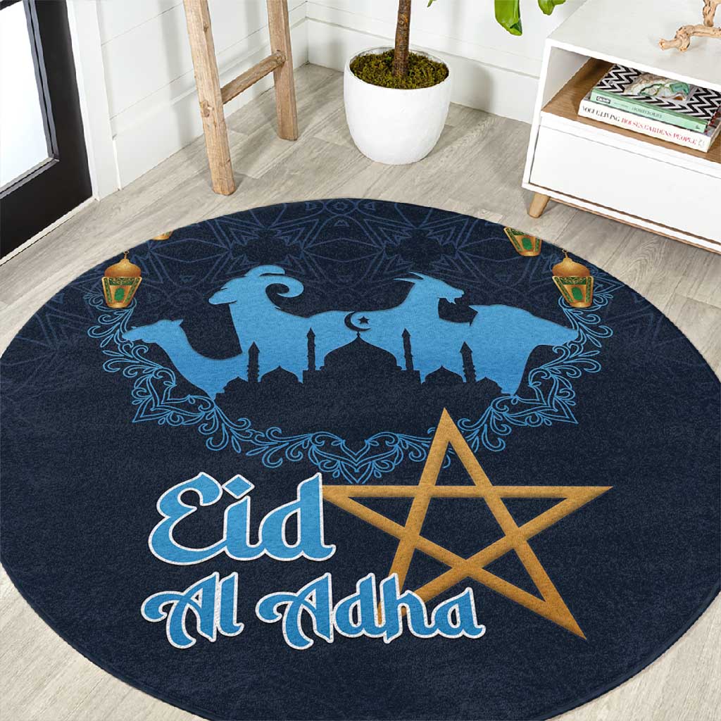 Happy Eid Al-Adha Round Carpet Morocco Mubarak LT15