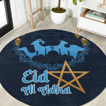 Happy Eid Al-Adha Round Carpet Morocco Mubarak LT15