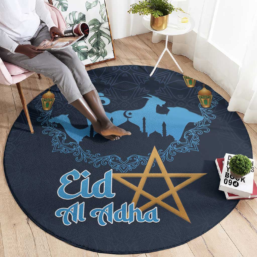 Happy Eid Al-Adha Round Carpet Morocco Mubarak LT15