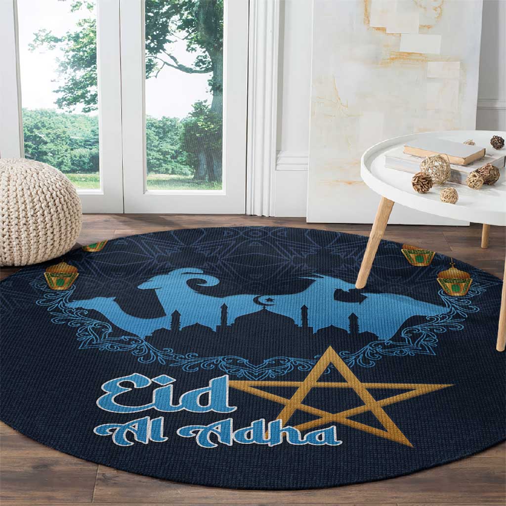 Happy Eid Al-Adha Round Carpet Morocco Mubarak LT15