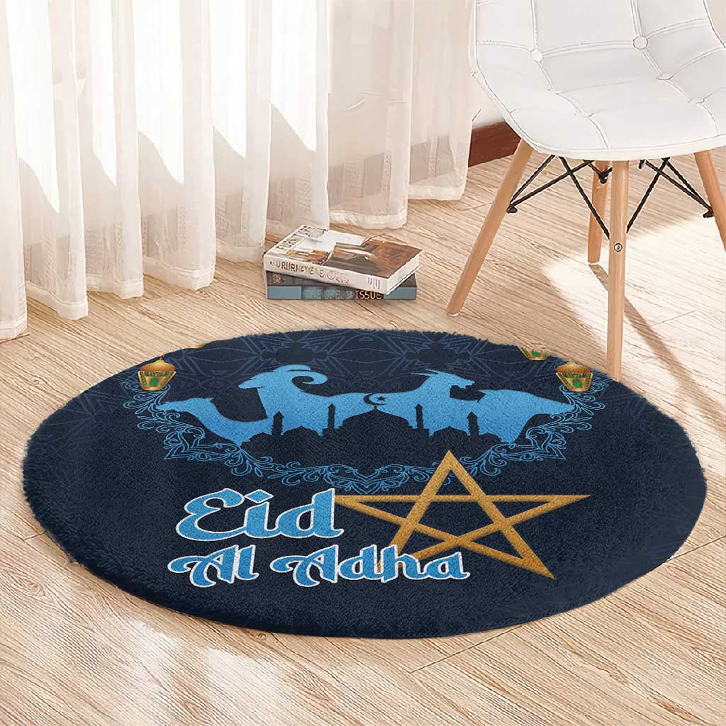 Happy Eid Al-Adha Round Carpet Morocco Mubarak LT15
