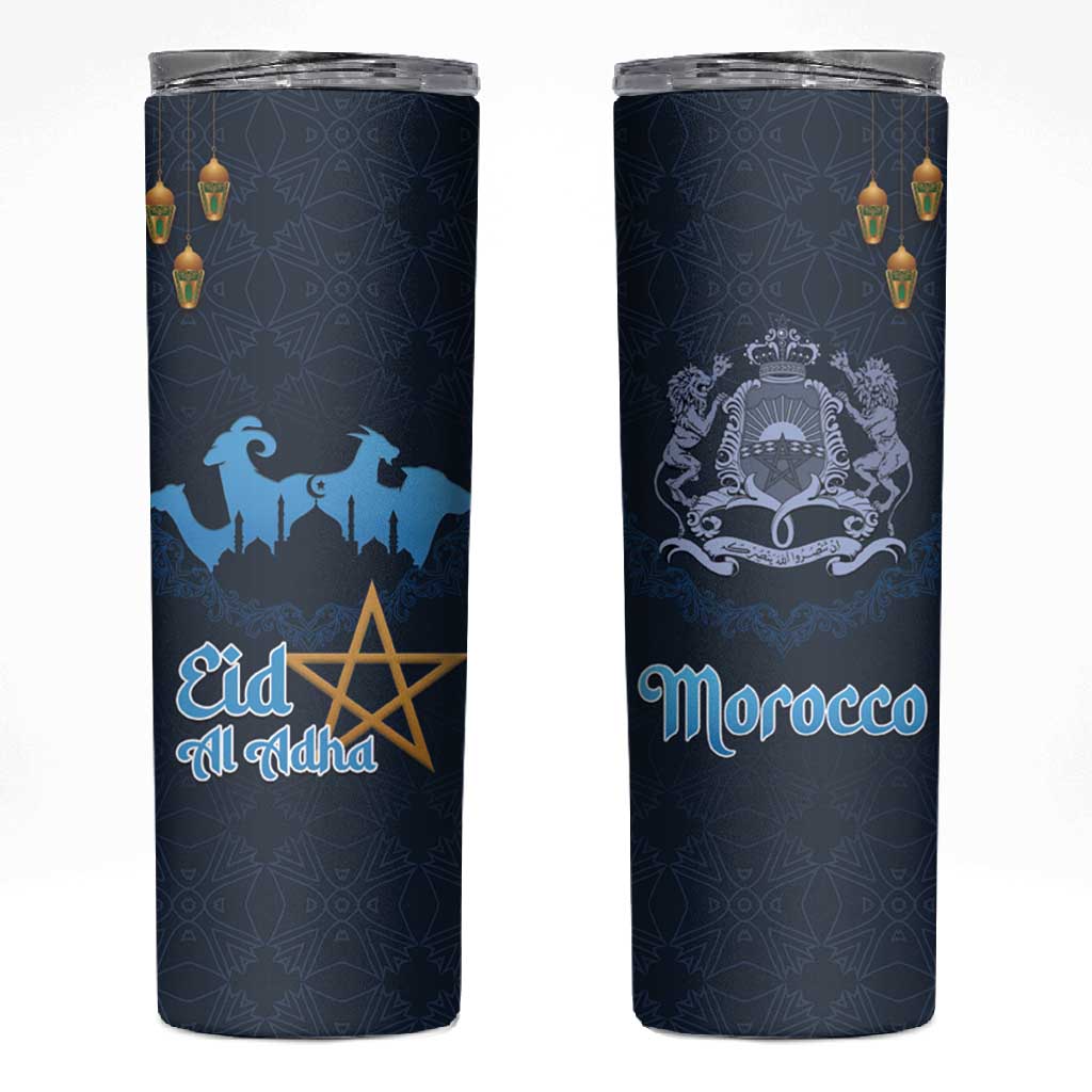Happy Eid Al-Adha Skinny Tumbler Morocco Mubarak LT15