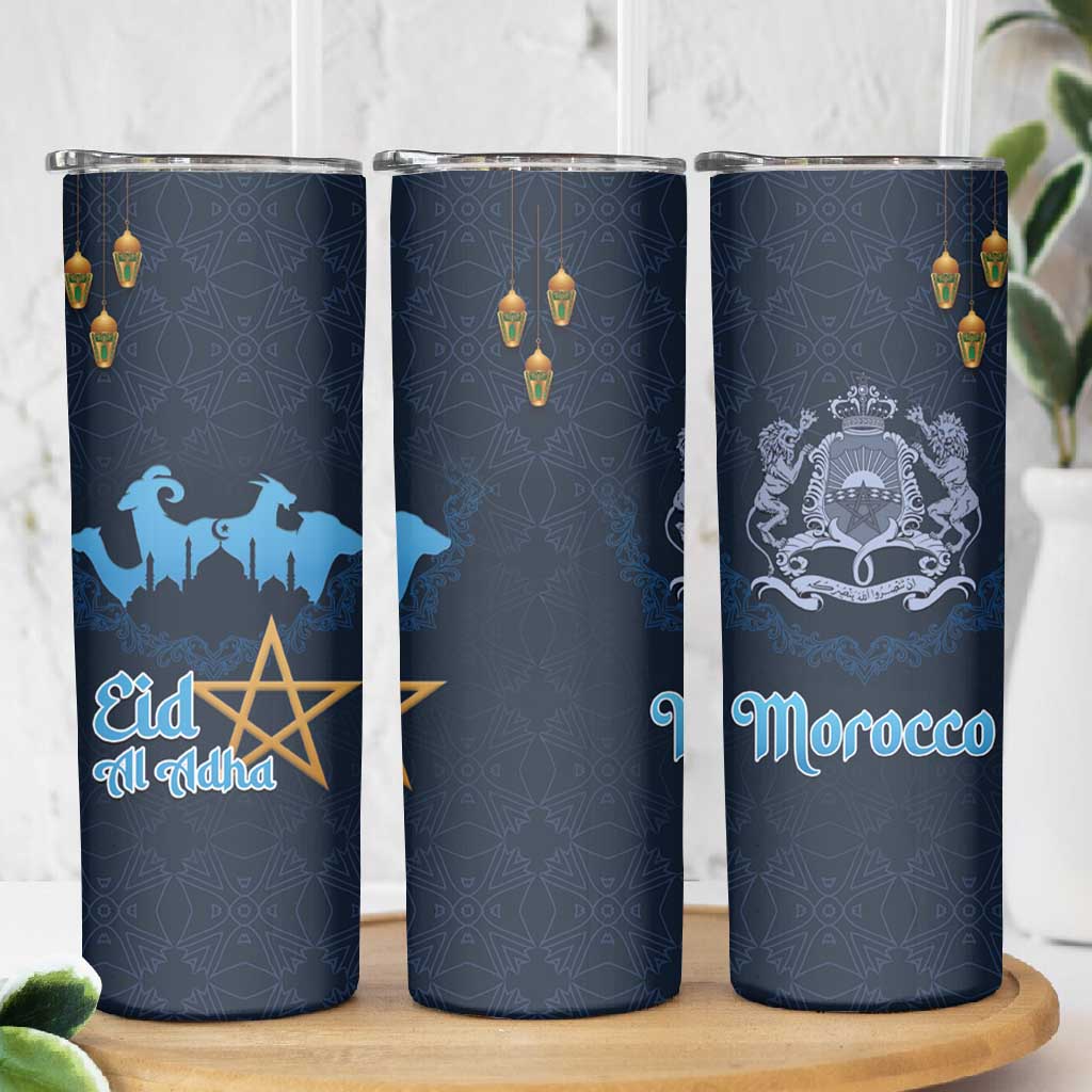 Happy Eid Al-Adha Skinny Tumbler Morocco Mubarak LT15