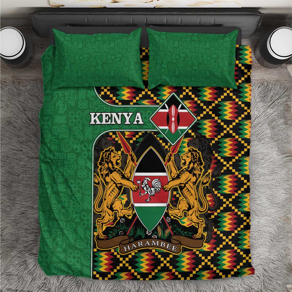 Kenya Bedding Set - Kente Pattern, Coat Of Arms Design LT15