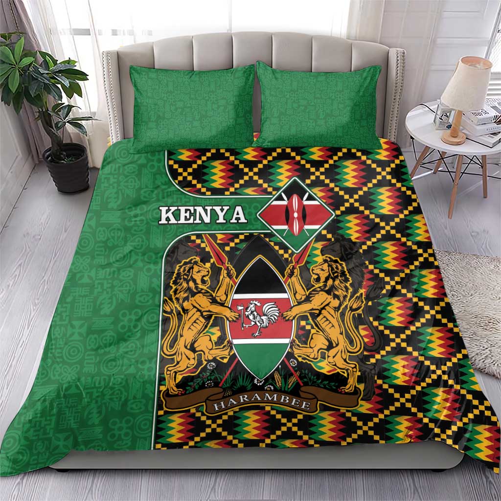 Kenya Bedding Set - Kente Pattern, Coat Of Arms Design LT15