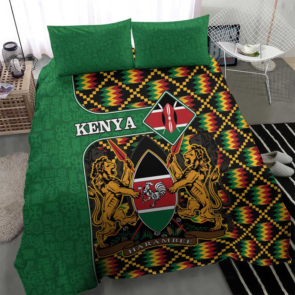Kenya Bedding Set - Kente Pattern, Coat Of Arms Design LT15