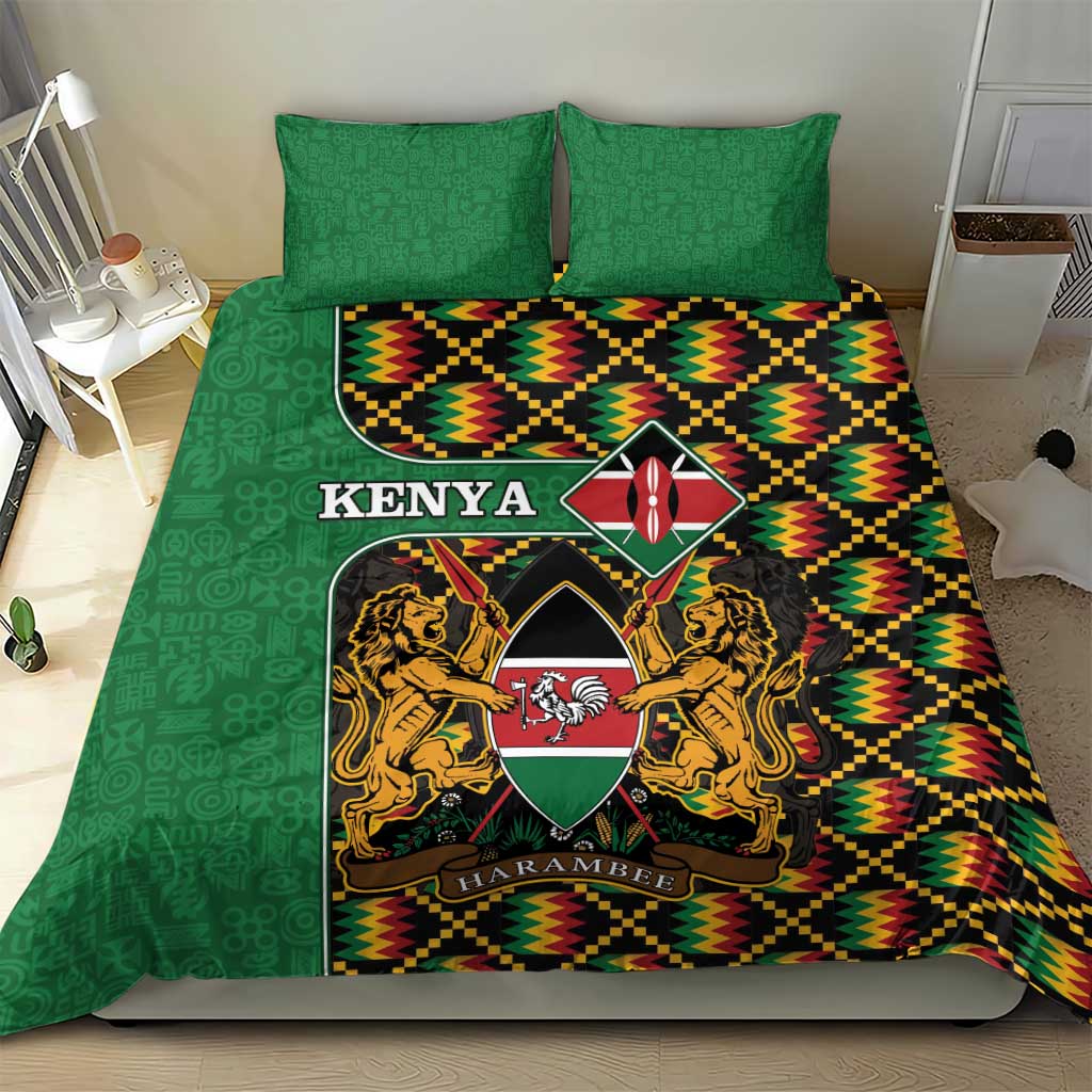 Kenya Bedding Set - Kente Pattern, Coat Of Arms Design LT15
