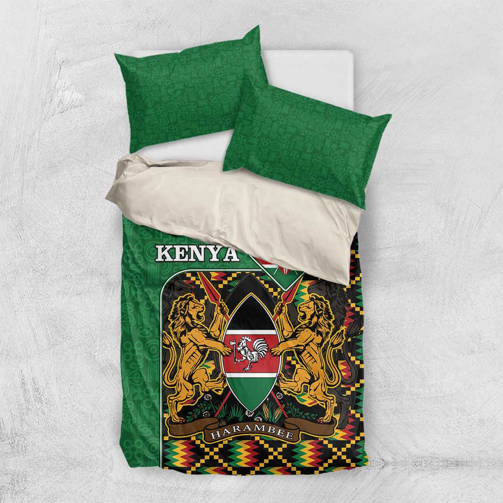 Kenya Bedding Set - Kente Pattern, Coat Of Arms Design LT15