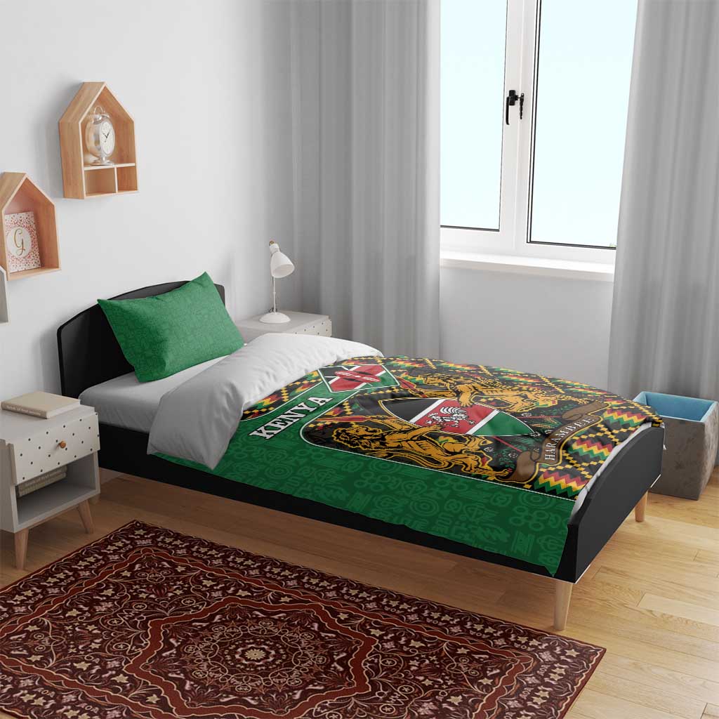 Kenya Bedding Set - Kente Pattern, Coat Of Arms Design LT15
