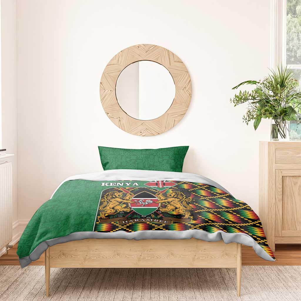 Kenya Bedding Set - Kente Pattern, Coat Of Arms Design LT15