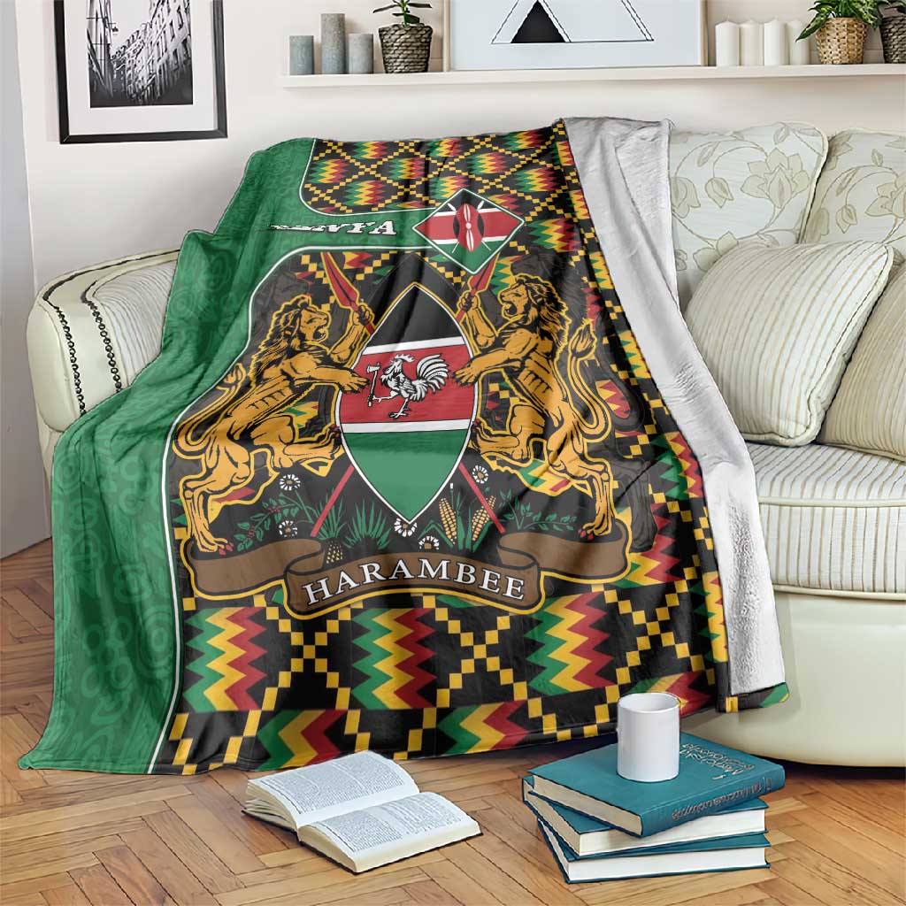 Kenya Blanket - Kente Pattern, Coat Of Arms Design LT15