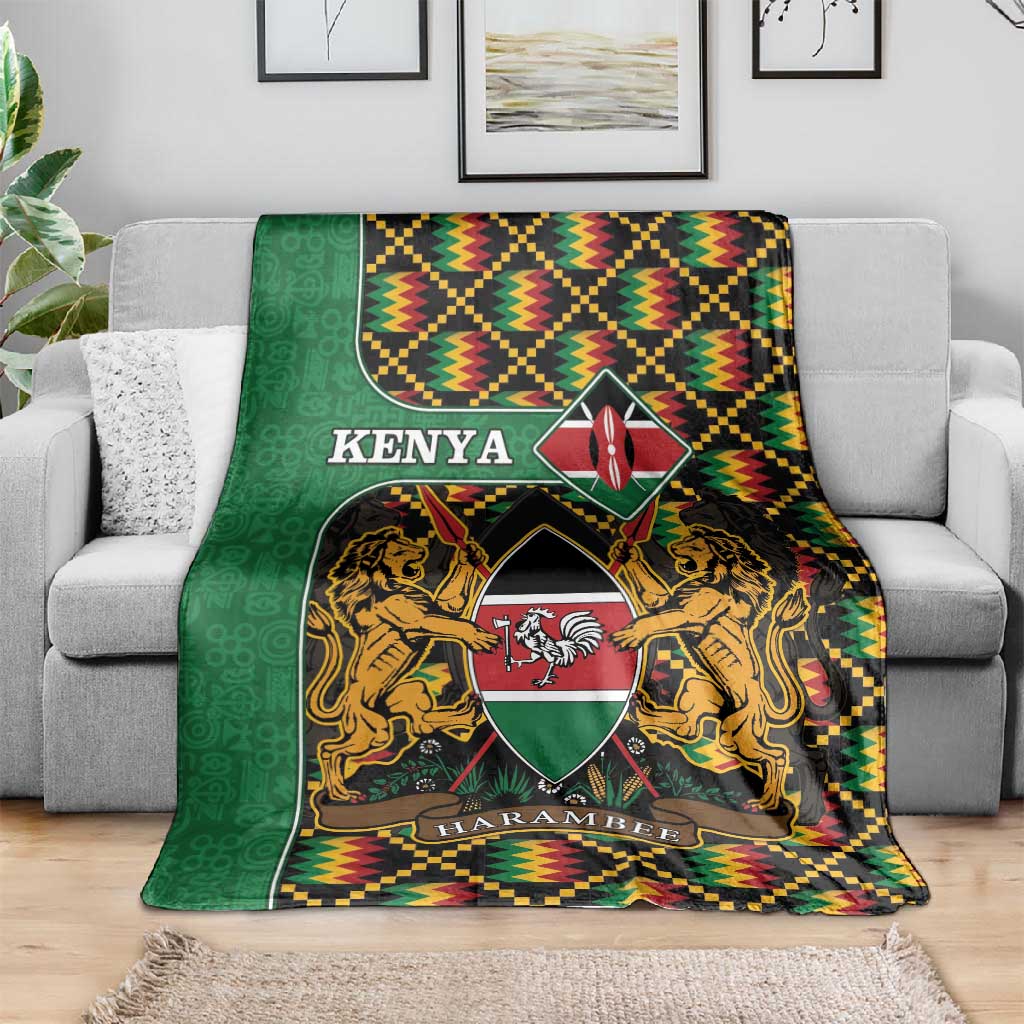 Kenya Blanket - Kente Pattern, Coat Of Arms Design LT15