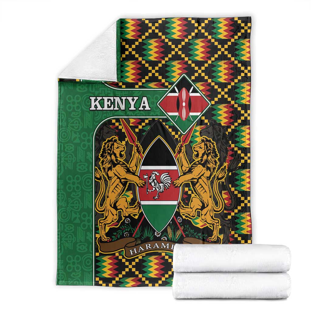 Kenya Blanket - Kente Pattern, Coat Of Arms Design LT15