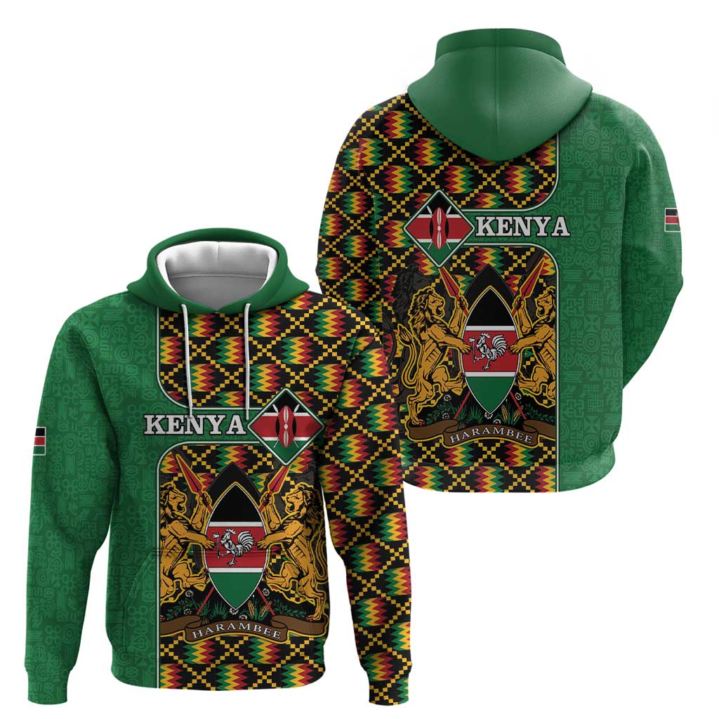 Kenya Hoodie Coat Of Arms Kente Pattern LT15