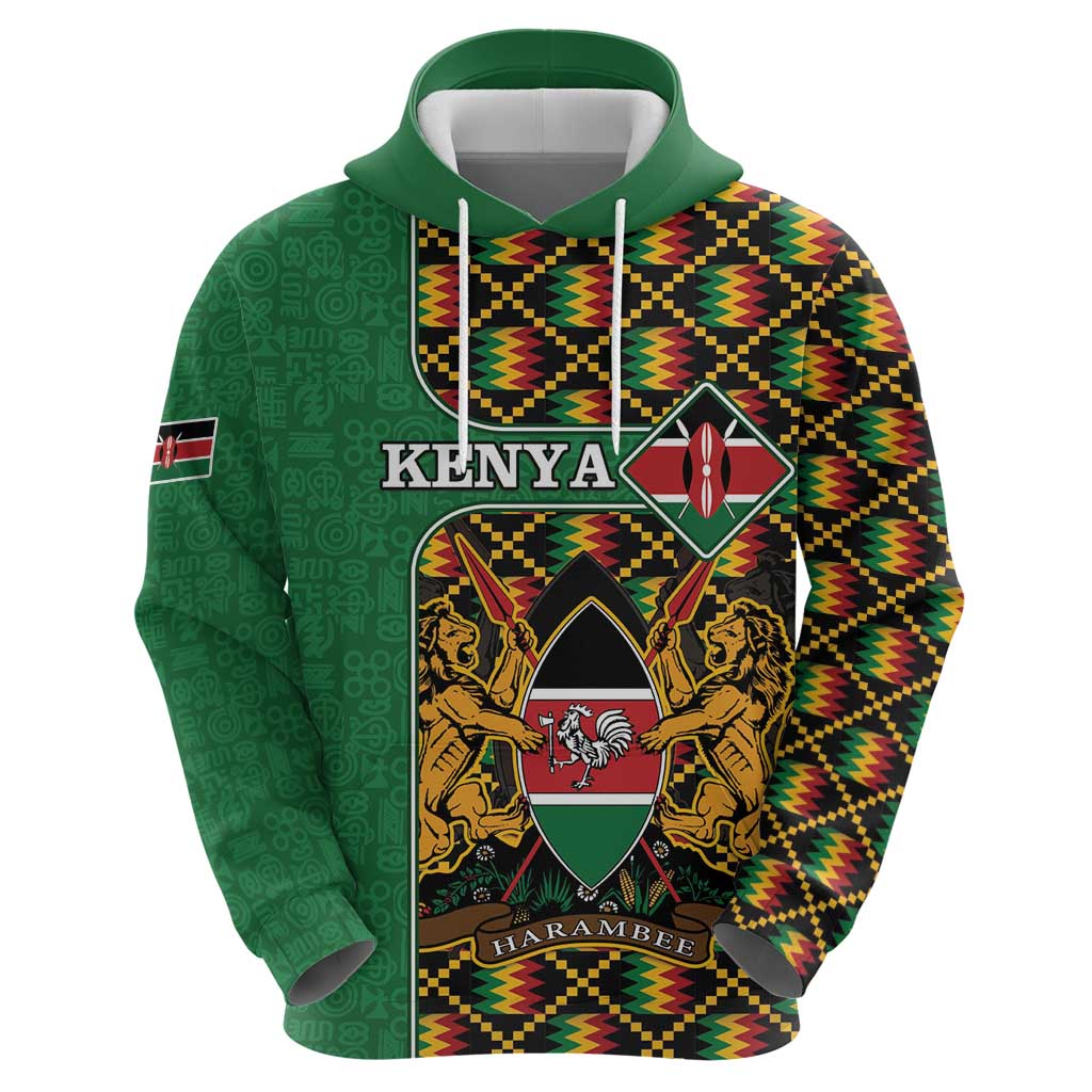 Kenya Hoodie Coat Of Arms Kente Pattern LT15